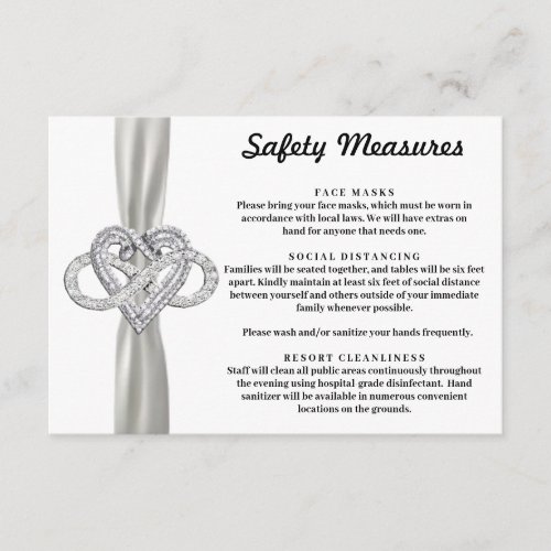 White Ribbon Infinity Heart Safety Measures Enclosure Card