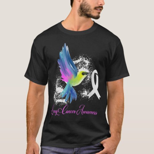 White Ribbon Lung Cancer Survivor Gift Lung Cancer T_Shirt