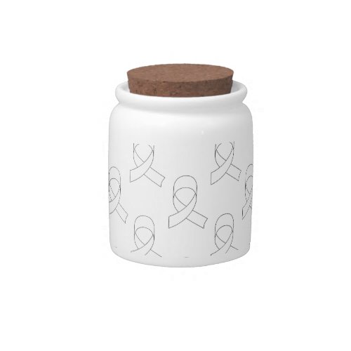 White Ribbon Pattern Candy Jar