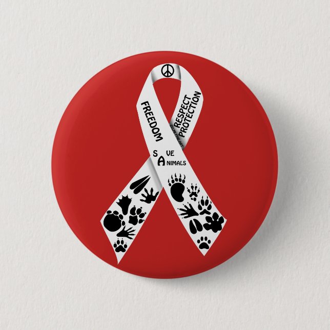white ribbon pinback button (Front)