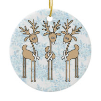 White Ribbon Reindeer Ceramic Ornament