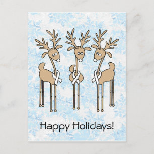 White Ribbon Reindeer Holiday Postcard