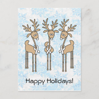 White Ribbon Reindeer Holiday Postcard