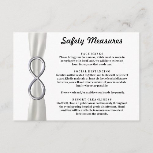 White Ribbon Silver Infinity Safety Measures Enclosure Card