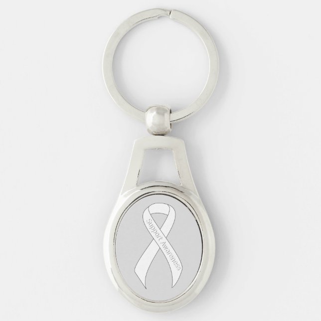 White Ribbon Support Awareness Keychain (Front)
