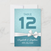 White Ribbon Wedding Seating Place Table Number (Back)