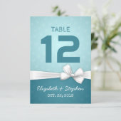 White Ribbon Wedding Seating Place Table Number (Standing Front)