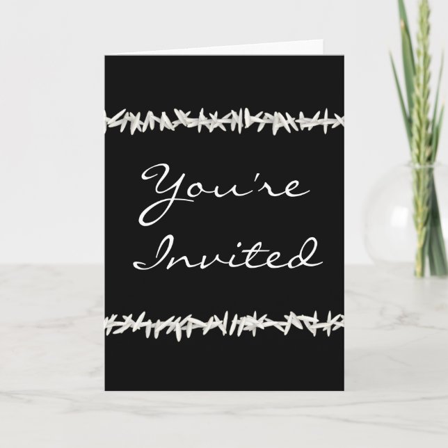 White Rice on Black Wedding Invitation (Front)