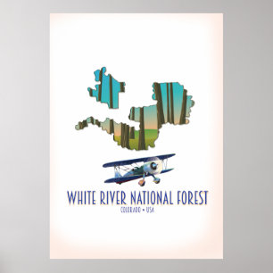 White River National Forest Colorado usa map Poster