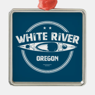 White River Oregon Kayak Metal Ornament