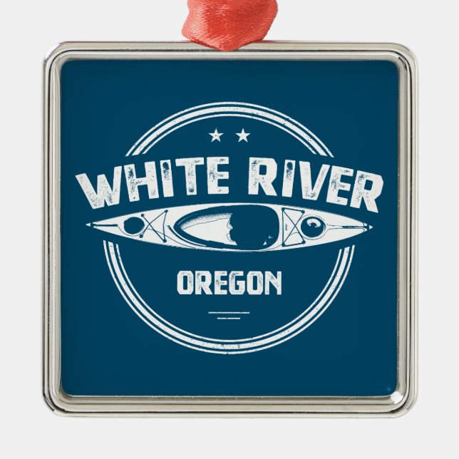 White River Oregon Kayak Metal Ornament (Front)