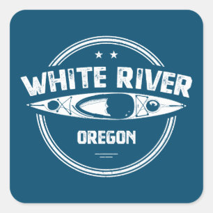 White River Oregon Kayak Square Sticker