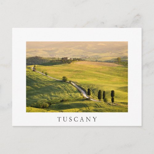 White road in Tuscany landscape white postcard