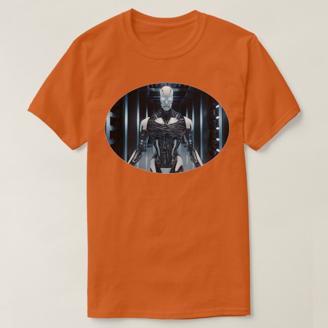 White Robot Terminator T-Shirt (Design Front)