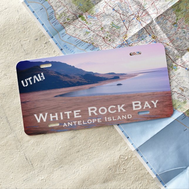 White Rock Bay, Antelope Island Utah Landscape License Plate (In Situ)