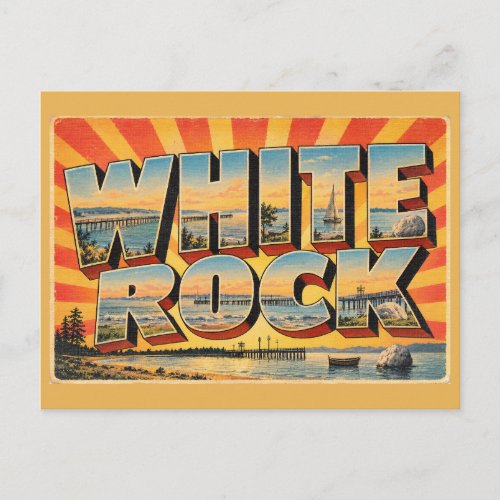 White Rock BC Pier Beach Bay Art Postcard