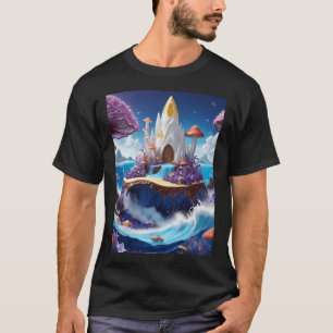 White Rock Cabin In Deep Ocean Waves With Purple F T-Shirt