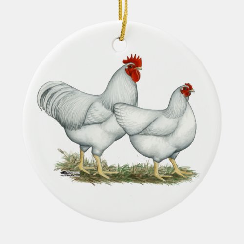 White Rock Chickens Ceramic Ornament