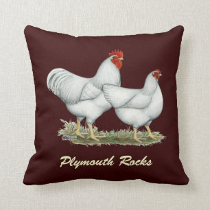 White Rock Chickens Throw Pillow