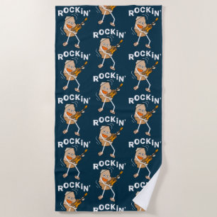 White Rockin' Guitar Beach Towel