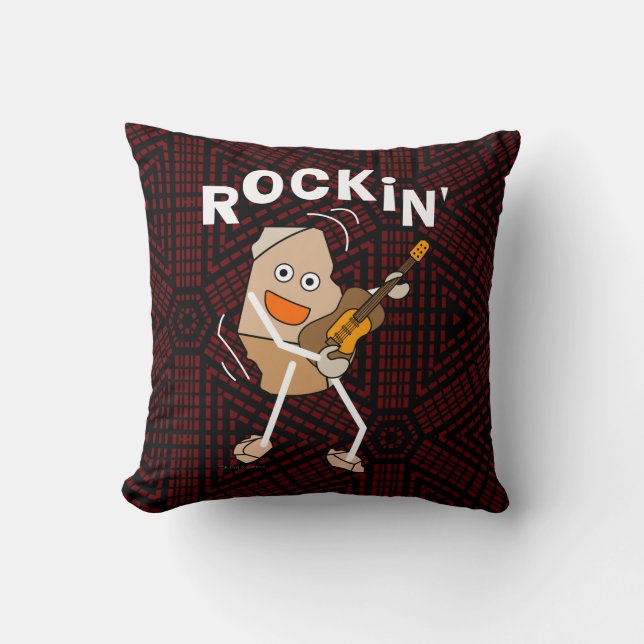 White Rockin' Guitar Throw Pillow (Front)
