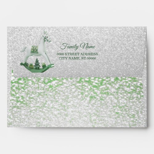 White Rocking Horse Holiday Christmas Envelope