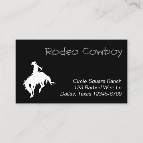 White Rodeo Cowboy Shape Business Card