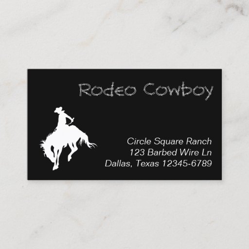 Customizable White Rodeo Cowboy Shape Business Cards