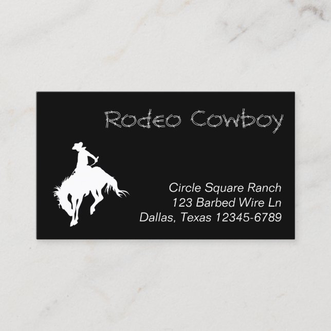 White Rodeo Cowboy Shape Business Card (Front)