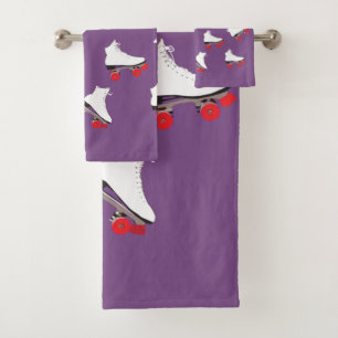 White Roller Skates Bathroom Towel Set