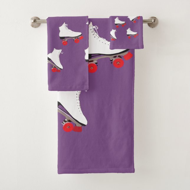 White Roller Skates  Bathroom Towel Set (Insitu)
