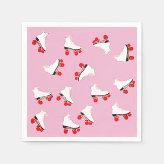 White  Roller Skates  Cocktail Napkin