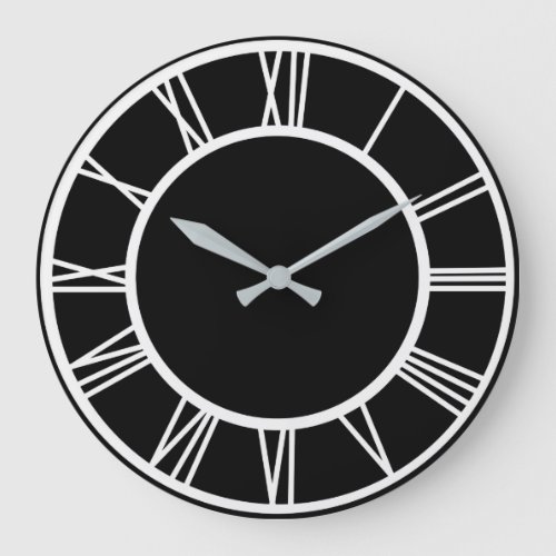 White Roman Numbers in Circle Clock Face Clock