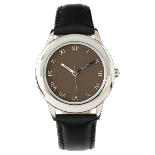 White Roman Numbers On Brown wacnt Watch