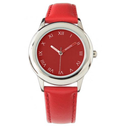 White Roman Numbers On Red Kids cn Watch