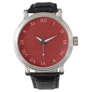 White Roman Numbers On Red wat Watch