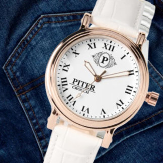 White Roman Numerals Monogram Classic Luxury Watch