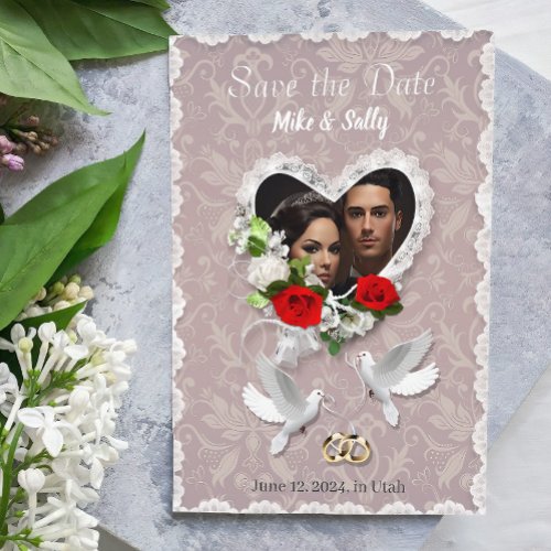White Romantic Floral Roses Wedding Invitation