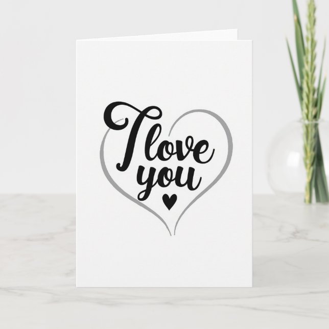 White Romantic I Love You Card (Front)