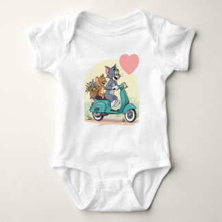 White romper with beautiful Tom Jerry design 