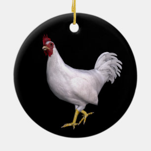White Rooster Ceramic Ornament