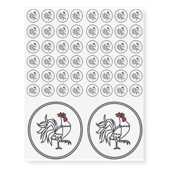 White Rooster  - Fish Prawn Crab Collection Temporary Tattoos (Front)