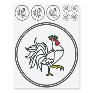 White Rooster - Fish Prawn Crab Collection Temporary Tattoos