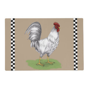 White Rooster Laminated Placemat