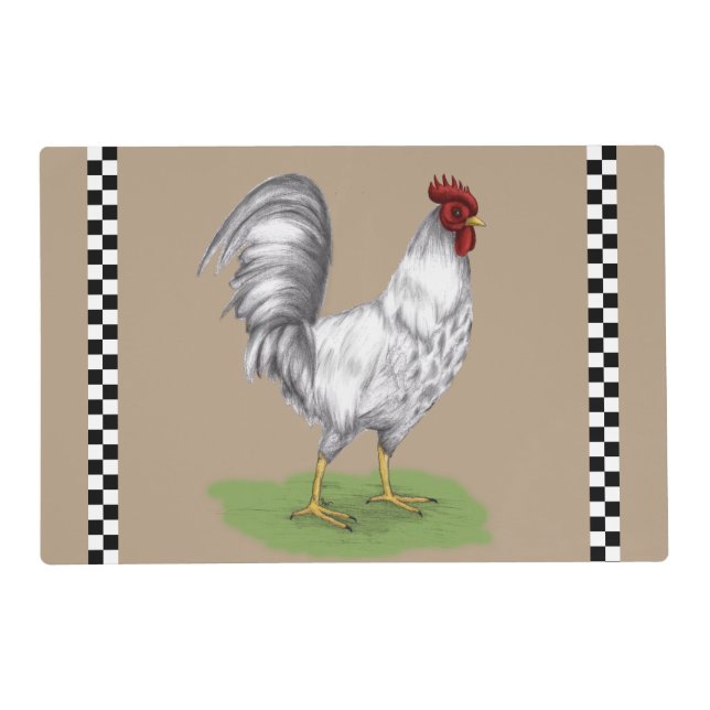 White Rooster Laminated Placemat (Front)