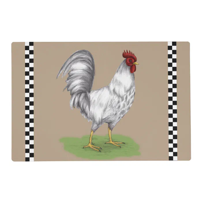 Red Chequered Chicken Hen Personalised Dinner Table Placemat 