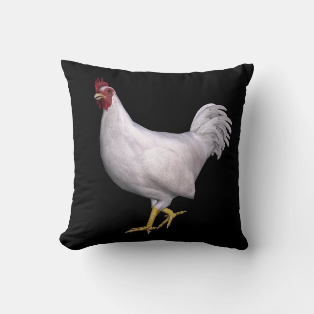 White Rooster Throw Pillow (Front)