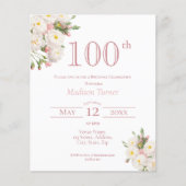 White Rose | 100th Birthday Budget Invitation (Front)
