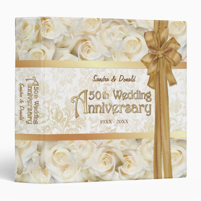 White Rose 50th Wedding Anniversary Binder (Front/Spine)