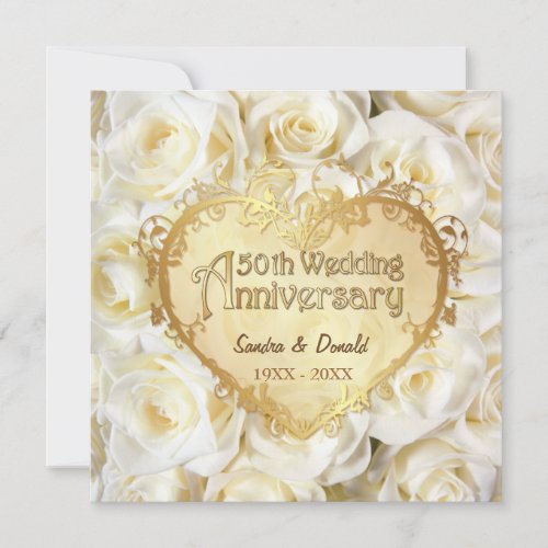 White Rose 50th Wedding Anniversary Invitation